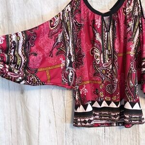 7th Avenue NY&Co Red and Black cold Shoulder Women’s blouse XL
